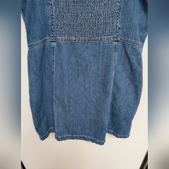 Levi's Drea Denim Medium Wash Button Front Mini Overall Dress Size Large - Picture 14 of 15